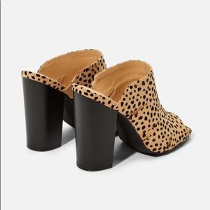 JustFab Gisele Cheetah Mules Chunky Heel - US 11 Wide